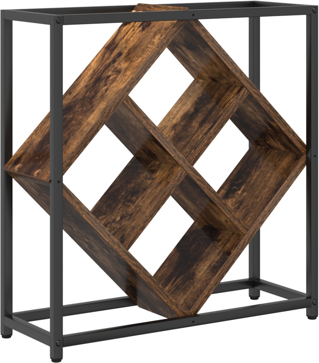 vidaXL - Wijnrek - Rook - Eiken - 51 - x - 18 - x - 52,5 - cm - Bewerkt - hout