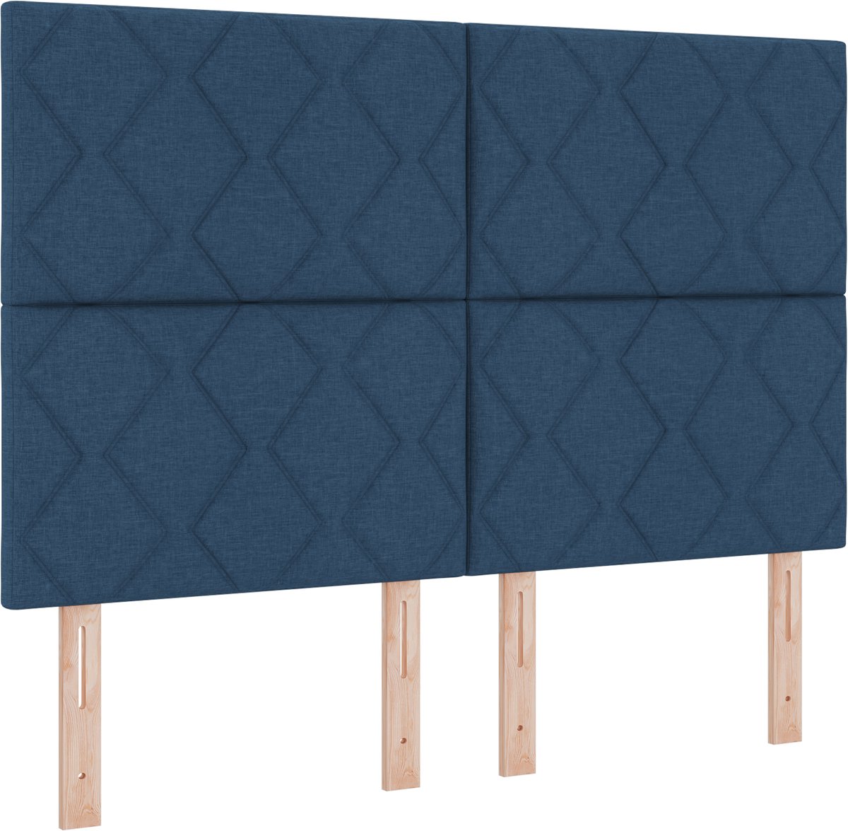 vidaXL Boxspring - bed - met - hoofdeinde - Blauw - 140 - x - 190 - cm - Stof