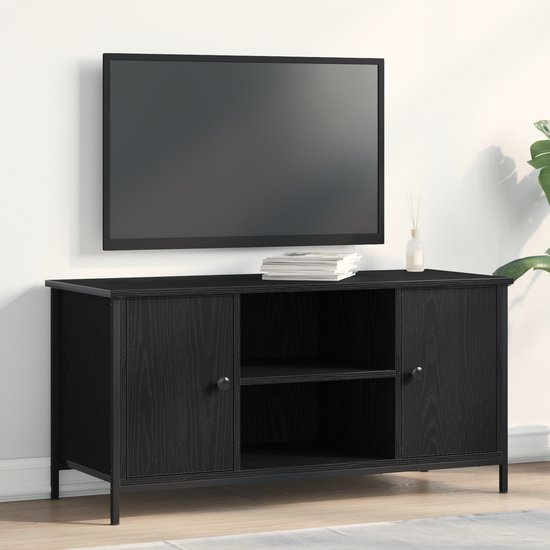 vidaXL TV-kast Zwart Eiken 100 x 30 x 30 cm Bewerkt hout, Modern