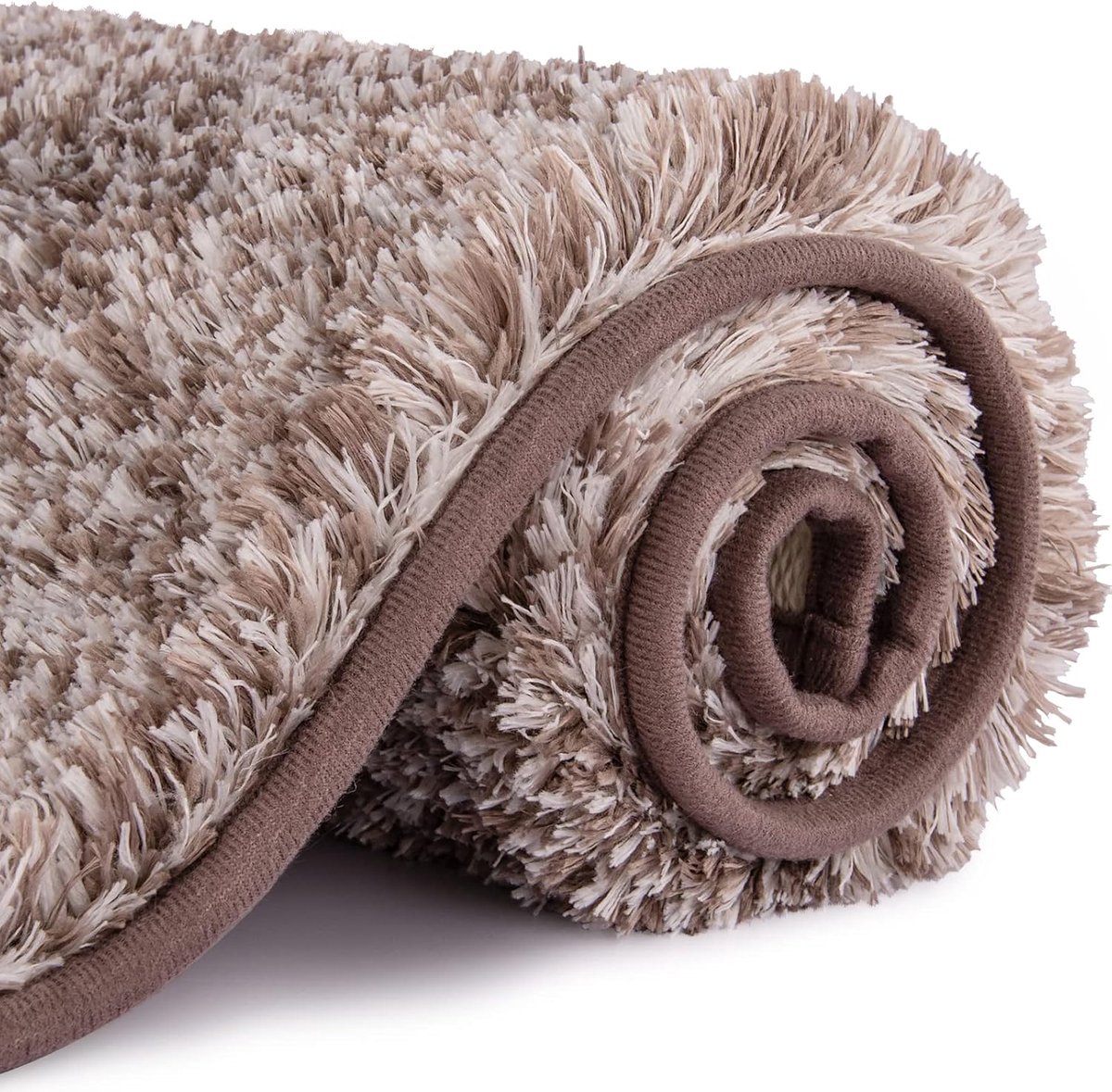 Antislip, hoogpolige badmat, machinewasbare badmat met waterabsorberende, zachte microvezels, voor badkuip, douche en badkamer, 50x80cm Bruin