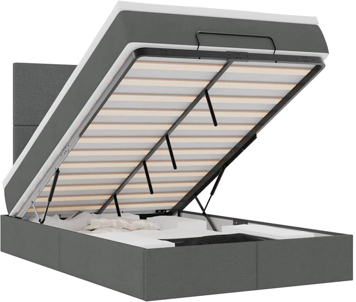 vidaXL - Ottoman - bed - met - matras - 120x200cm - stof - donkergrijs
