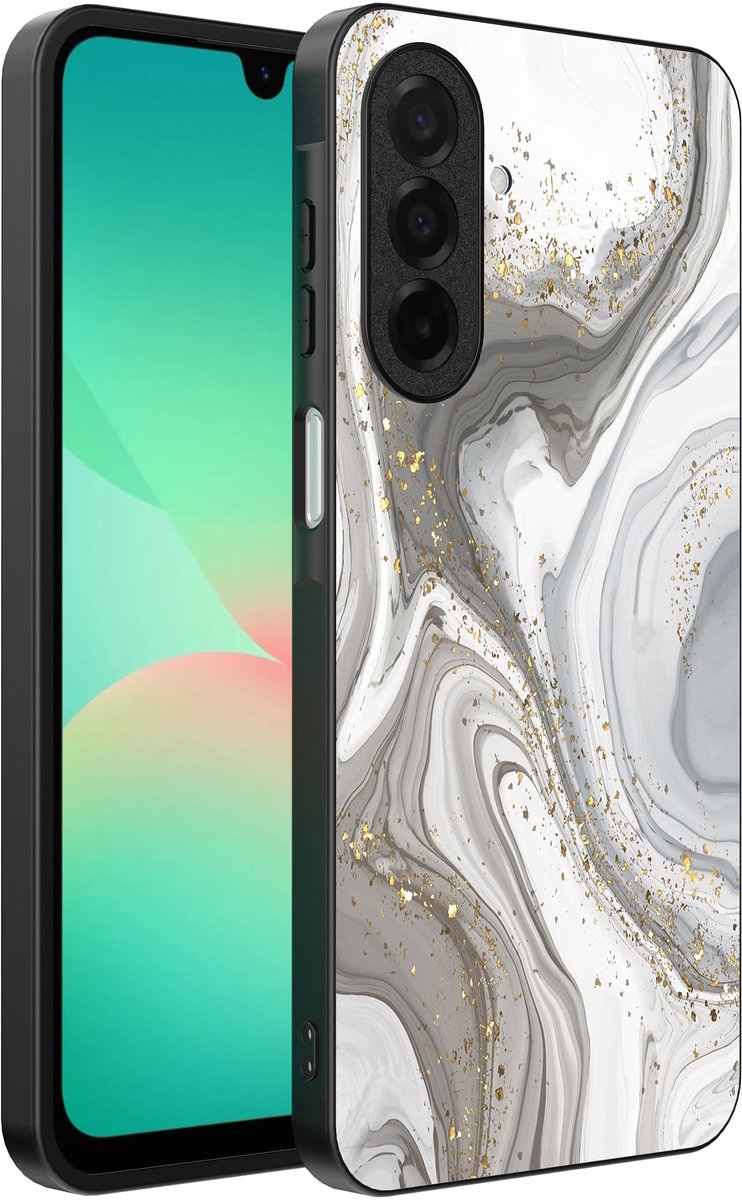 Smartphonica Telefoonhoesje Geschikt voor Samsung Galaxy A26 met marmer opdruk - TPU backcover case marble design - Zilver geschikt voor Samsung Galaxy A26