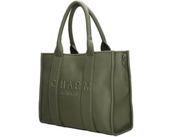 Charm London Bond Handtas - Schoudertas - Laptoptas 15,6 inch - Crossbody - Handige Etui - Dames Tas - Natuur groen.
