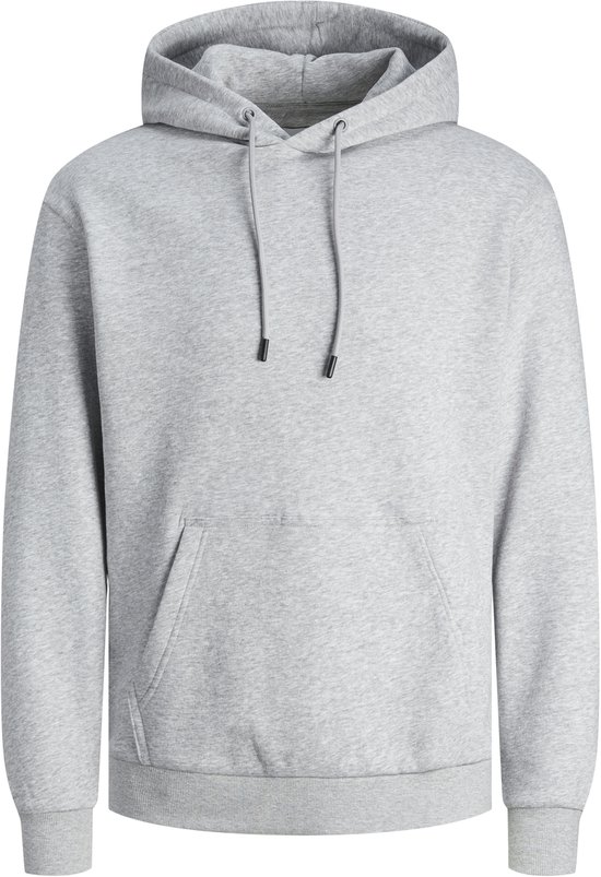 JACK & JONES Bradley Sweat Hood Regular Fit - Sweat à capuche en coton mélangé pour homme - Gris clair mélangé - Taille : M