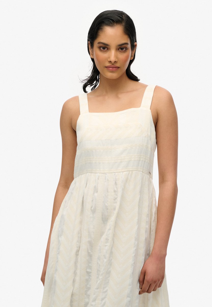 Superdry Statement gelaagde maxi-jurk Dames Jurken Dusty Ecru