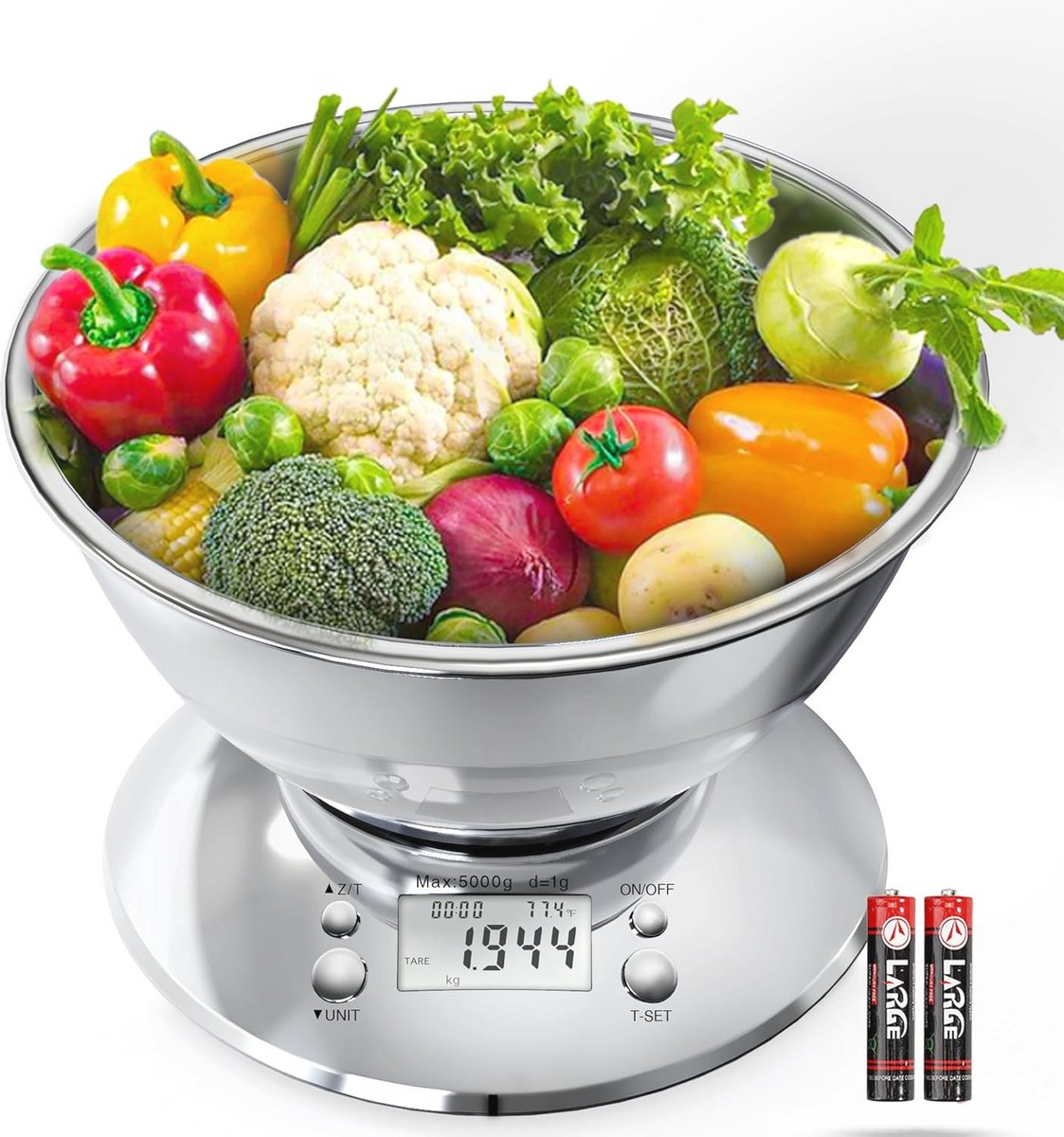 Digitale keukenweegschaal voor precisieweegschalen met kom - Professioneel 11 lb/0,1 oz