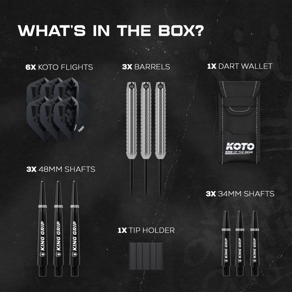 KOTO - Kingcontrol 90% Darts 26G - Zwart - Stevige Ringgrip
