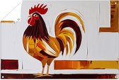Kleurrijke abstracte haan schilderij - Haan buitenposter - Tuinschilderijen dieren - Abstracte kunst - Tuindecoratie poster - Weerbestendige tuinposter - tuinposter 90x60 cm