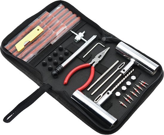 Knaak Bandenreparatiesen - Complete Universele Tubeless Reparatieset met Plugger - Tang & Tas