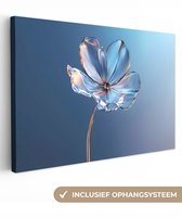 Tableau sur toile 120x80 cm - Décoration murale exclusive Blauw - Bloem - Verres - Élégant - Décoration murale salon - Décoration chambre - Accessoires de chambre - Peintures sur toile