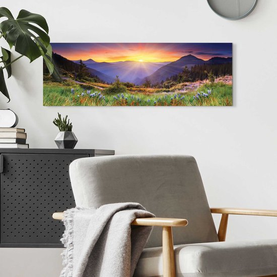 Impression sur Verre 90x30cm Tableaux Image Moose montagnes hiver