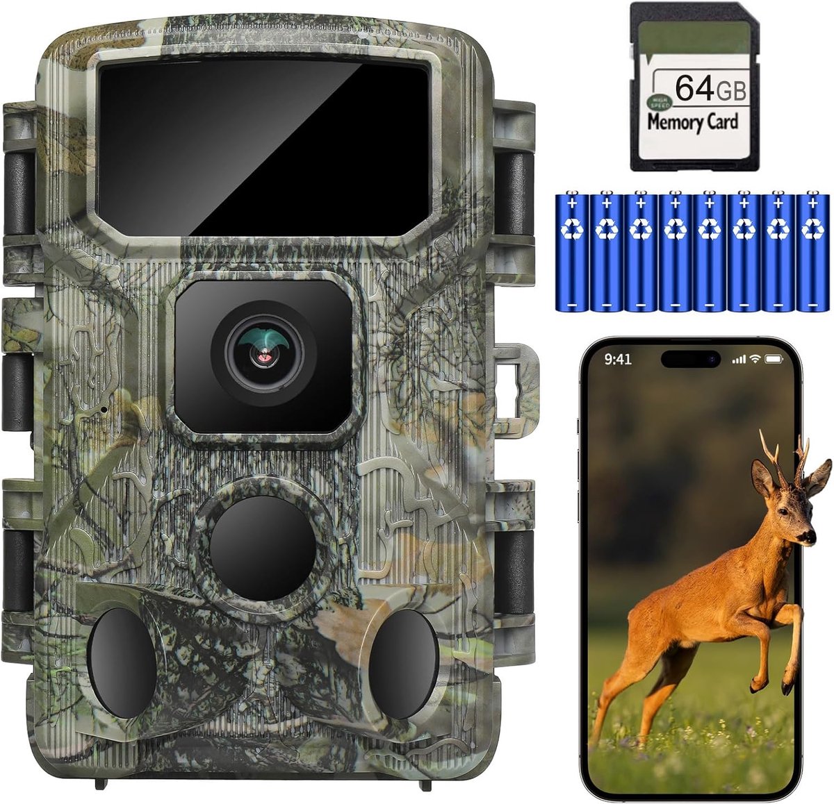 Wildcamera - Bewegingssensor camera - Nachtzicht - Dieren spotten - Boscamera - Buiten camera - Wildlife observeren - Beveiligingscamera natuur - Jachtcamera - Onopvallende camera - Buitenobservatie - Natuurfotografie - Dierensporen vastleggen - Time