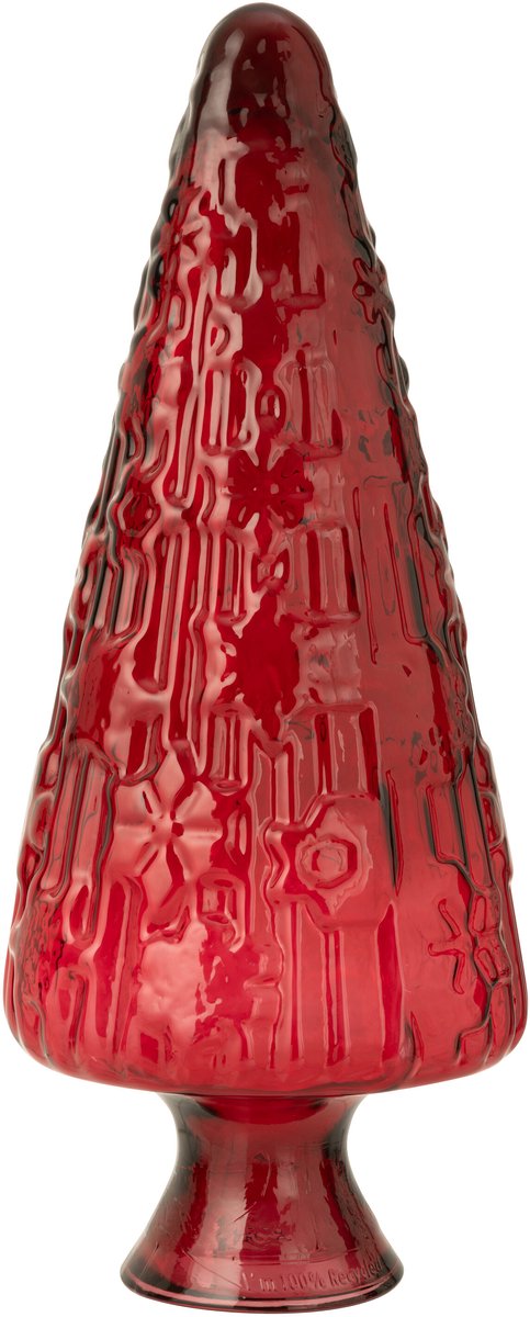Rode glazen kerstboom kegel - groot - J-Line decoratie.