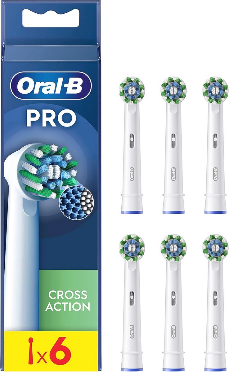 Set van 6 Cross Action Opzetborstels voor een Grondige Tandreiniging