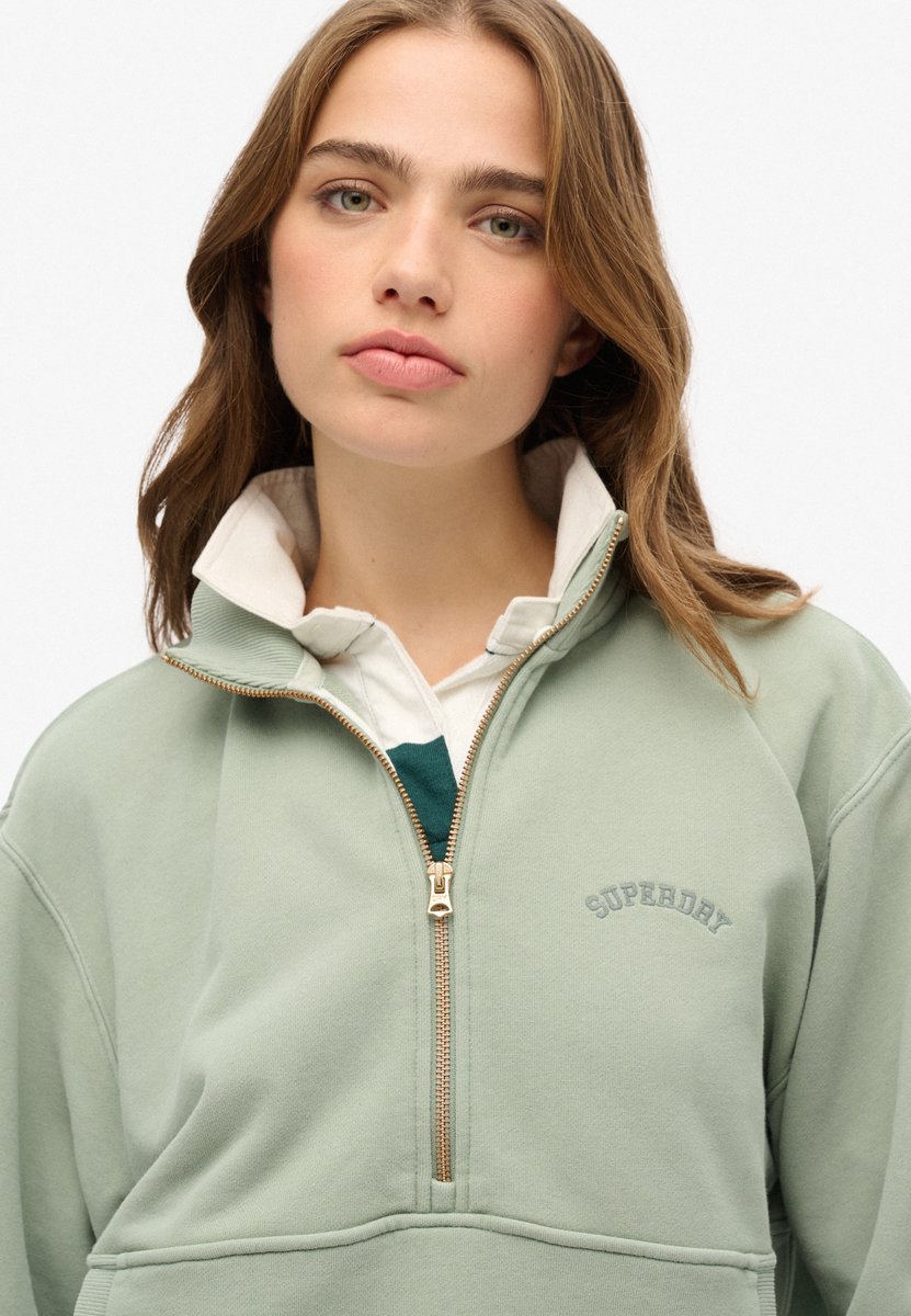Superdry Essential oversized sweatshirt met halve rits en logo Dames Truien Groen