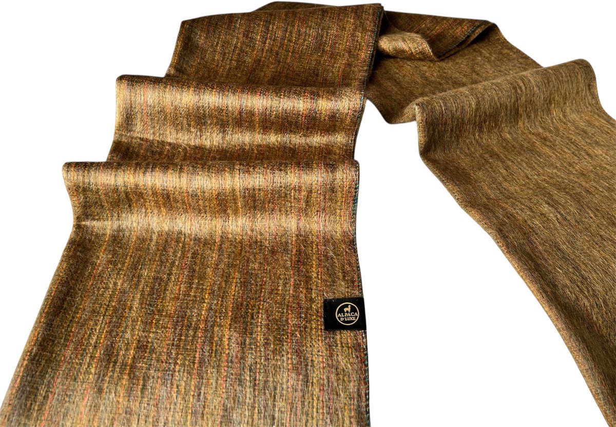 Alpaca D'Luxe Sjaal - Hypoallergeen - Goud - Beige - Scarf - Handgemaakt met alpacawol - Zacht en van Kwaliteit - Luxe cadeau - Duurzaam - Shawl - Sjaals Dames - Sjaals Heren - Zacht en Warm - Comfortabel - Sustainable - Hoogwaardige kwaliteit - Gift