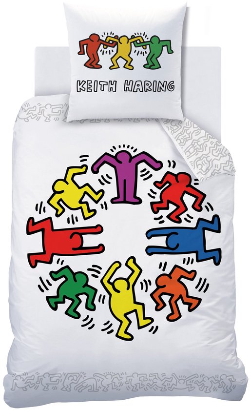 Housse de couette Keith Haring Party - 140 x 200 - 63 x 63 cm - Katoen