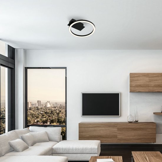 BRILONER - Plafonnier LED Ring - plafonnier noir - Ø21cm - lumière blanc chaud 3000 K - 5W - 500Lm