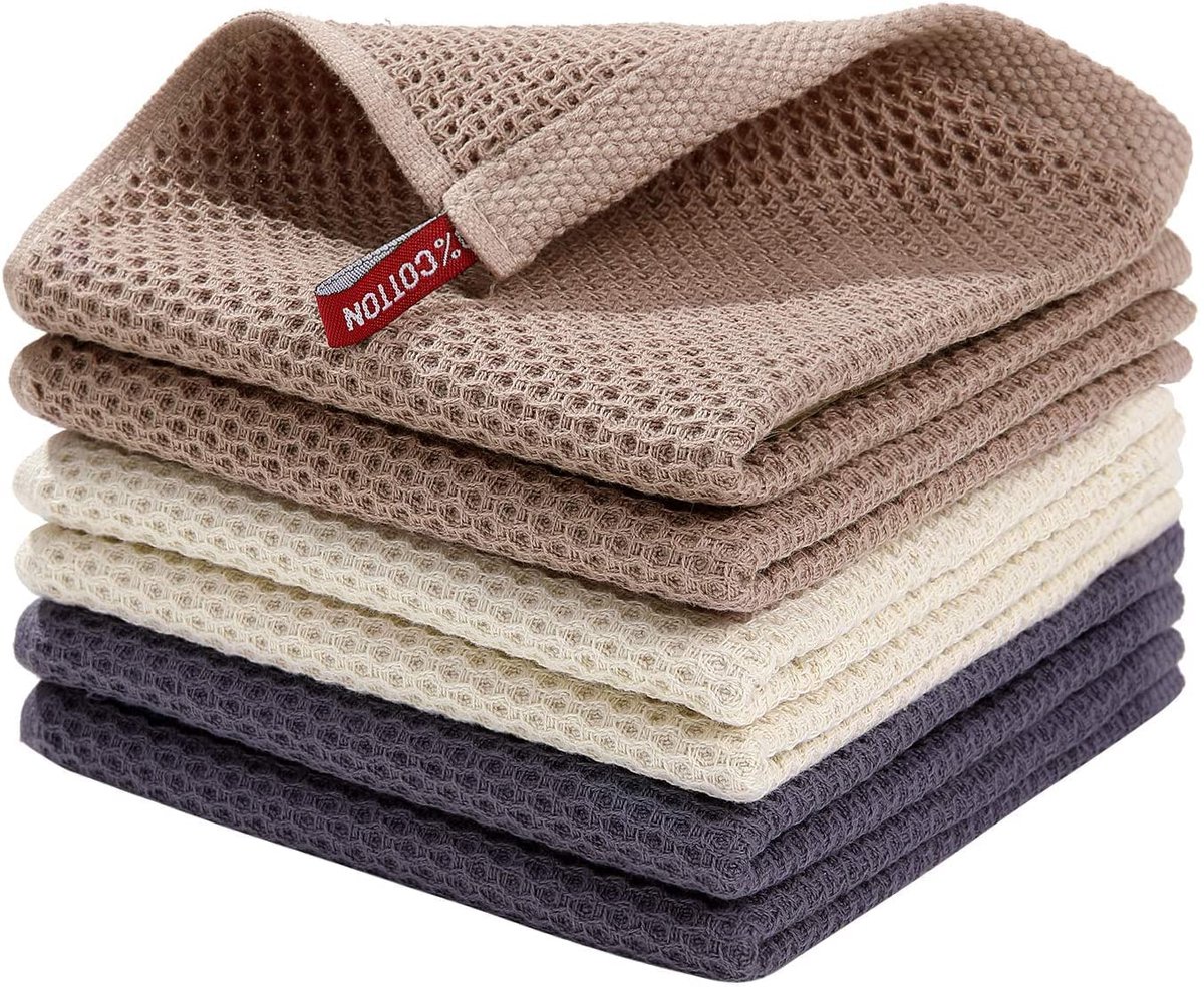 Unyqoos ® Stijlvolle en Absorberende Katoenen Keukendoeken Set van 6 in Diverse Kleuren voor Dagelijks Gebruik