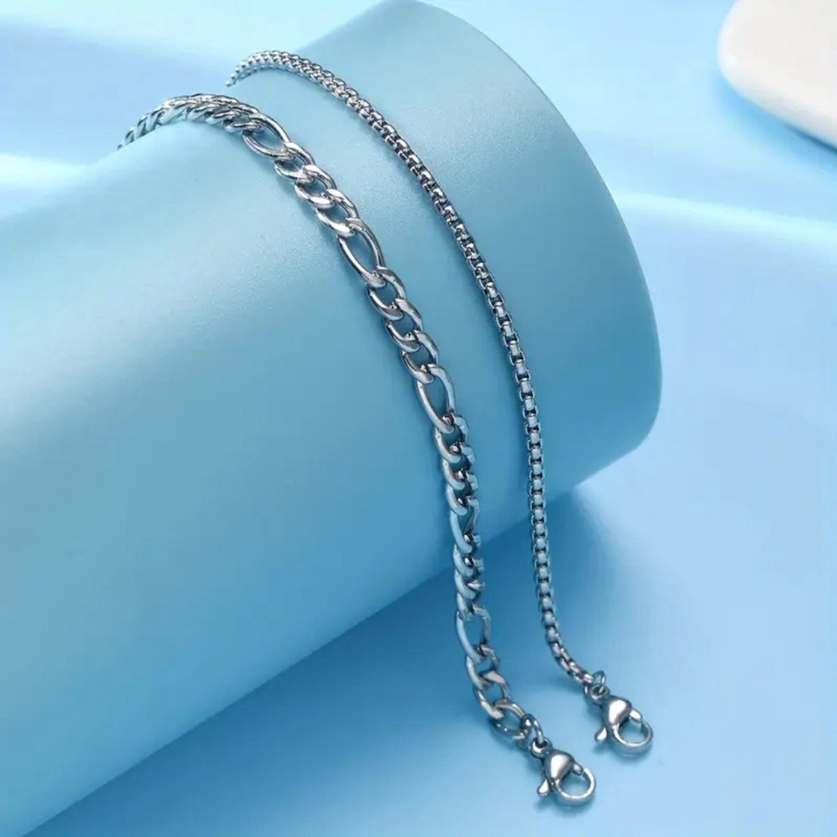 Nivard Armband - Staal - Nep Zilver - Heren - 2 Stuks