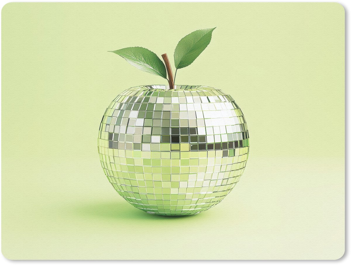 Muismat 23x19 cm - Mousepad Groen - Disco - Decoratie - Appel - Muismatten