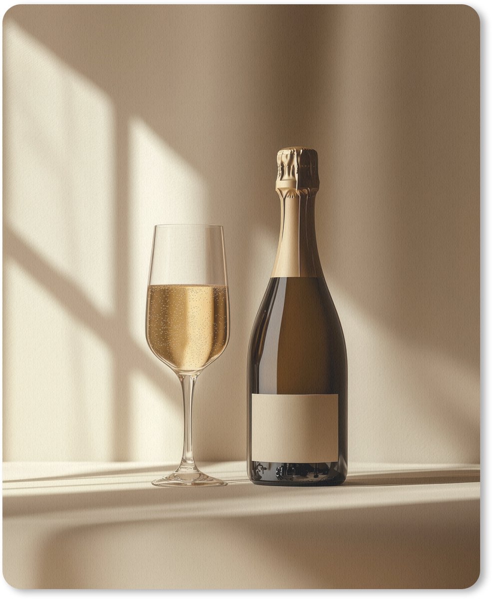 Muismat 19x23 cm - Mousepad Champagne - Beige - Schaduw - Bubbels - Muismatten