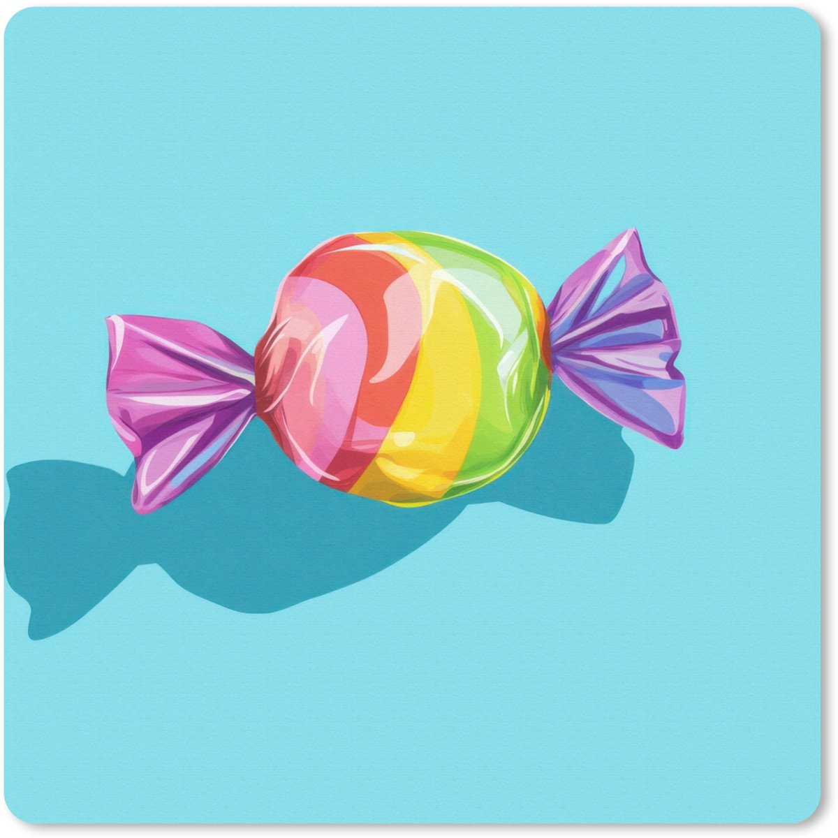 Muismat 30x30 cm - Mousepad Blauw - Snoep - Regenboog - Muismatten