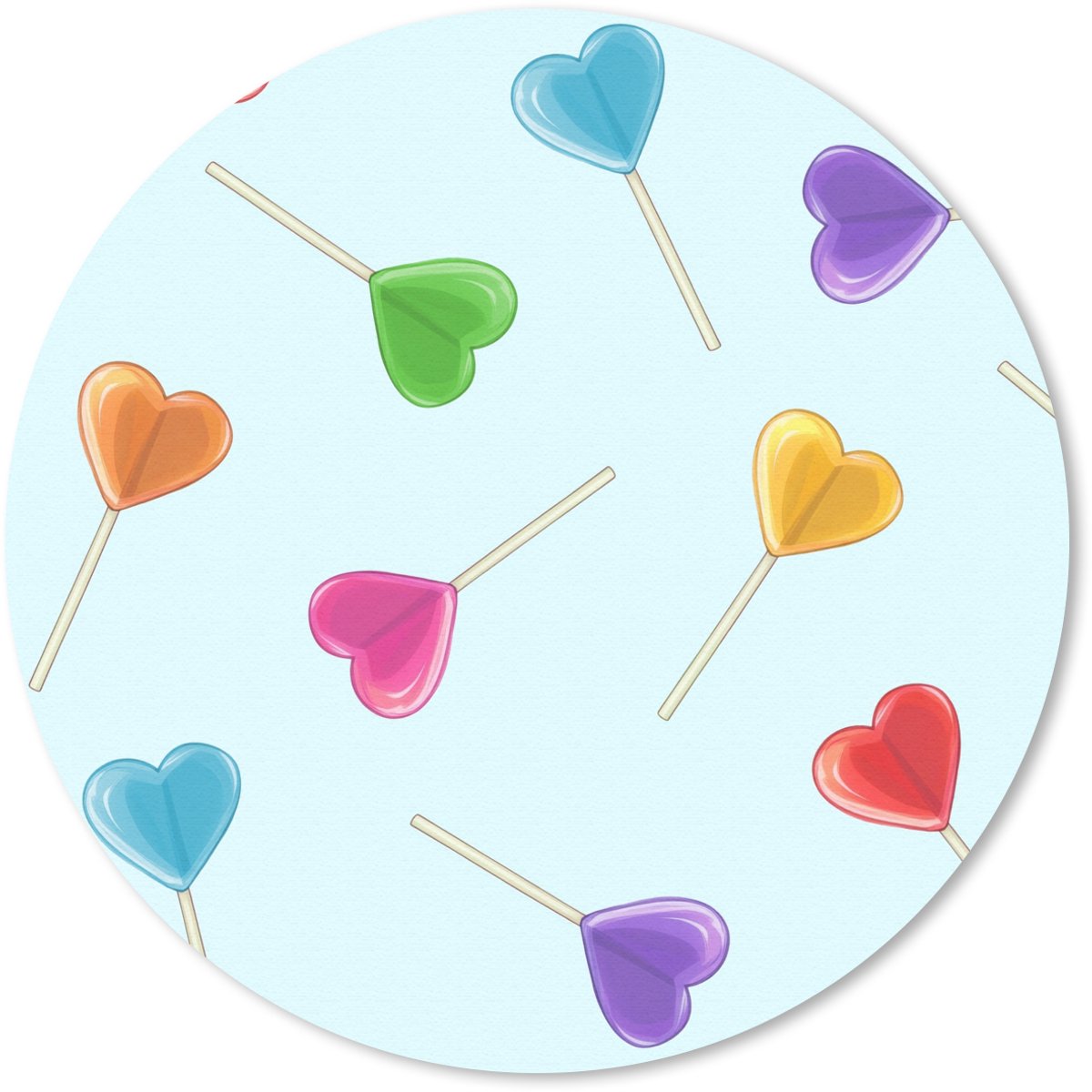Muismat rond 30x30 cm - Mousepad Lolly - Regenboog - Snoep - Ronde muismatten