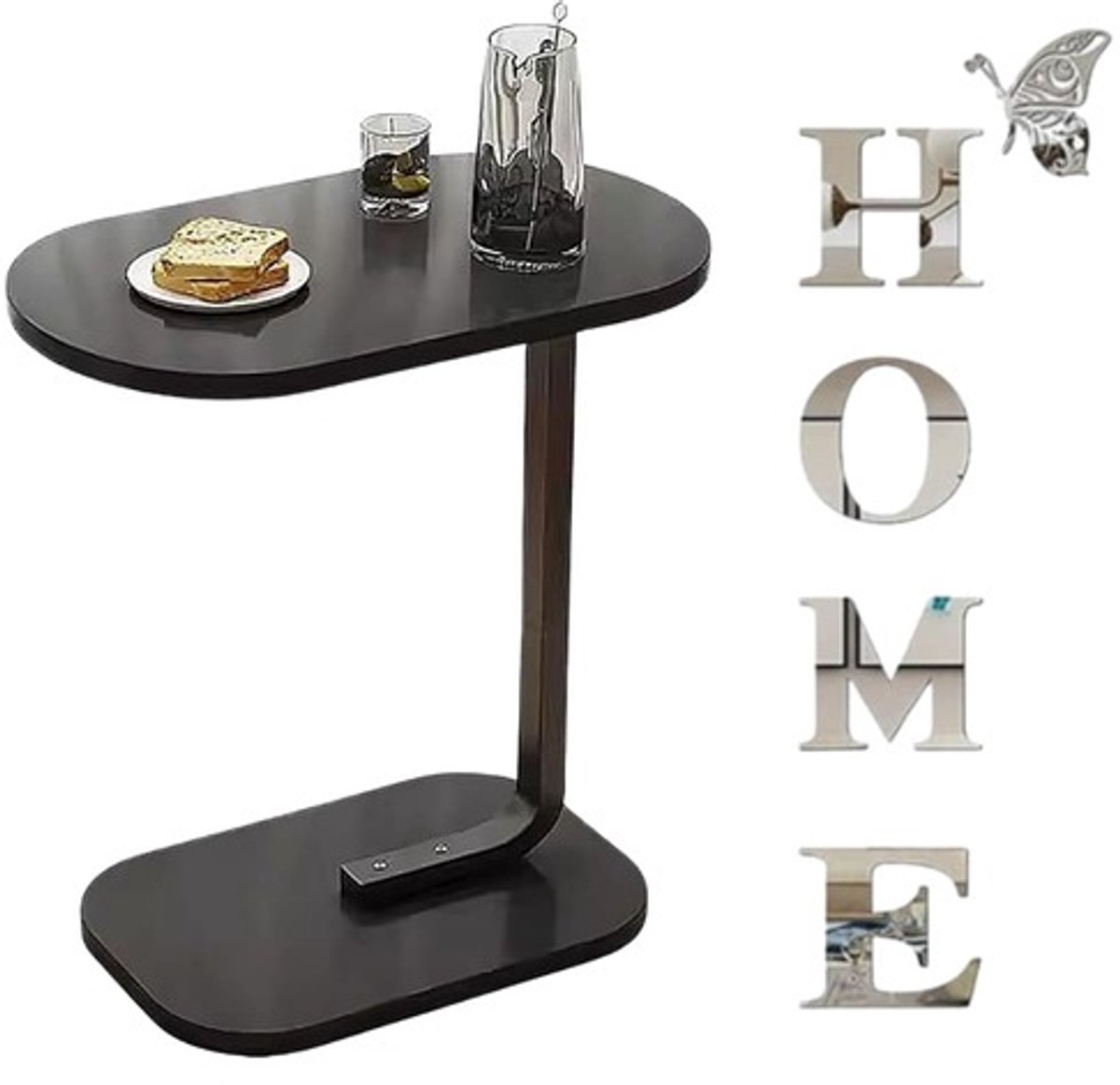 Home & Marker - Houten Bijzettafel & Home Muurdecoratie Letters - Koffietafel - Decoratie Letters - Sidetable Zwart - DESKICA + HOMEWALL