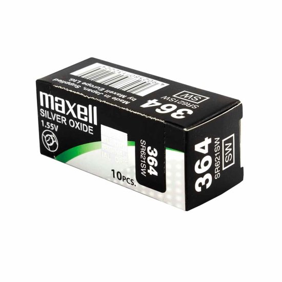 Murata 364 SR60 AG1 SR621SW Silver Oxide, 0% Mercury Silver, Pack of 10