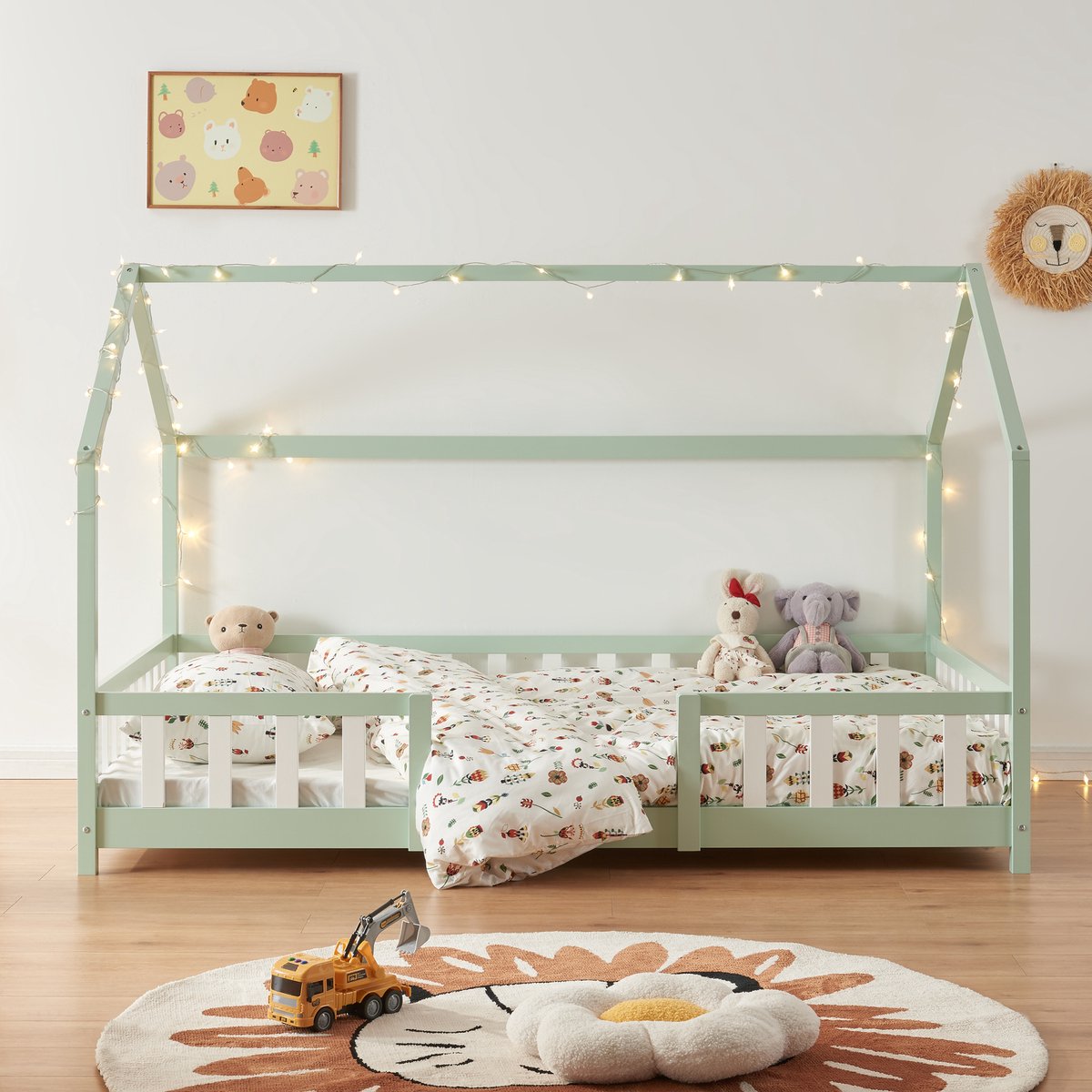 en.casa Kinderbed Sisimiut huisbed 200x120 cm mint en wit [en.casa]