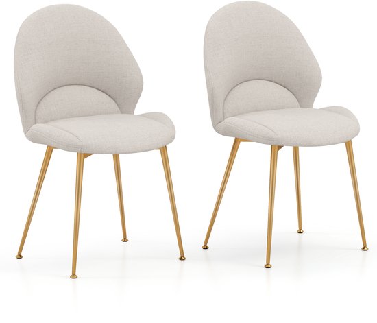 COSTWAY Set van 2 eetkamerstoelen, keukenstoelen gemaakt van kunstleer met metalen poten