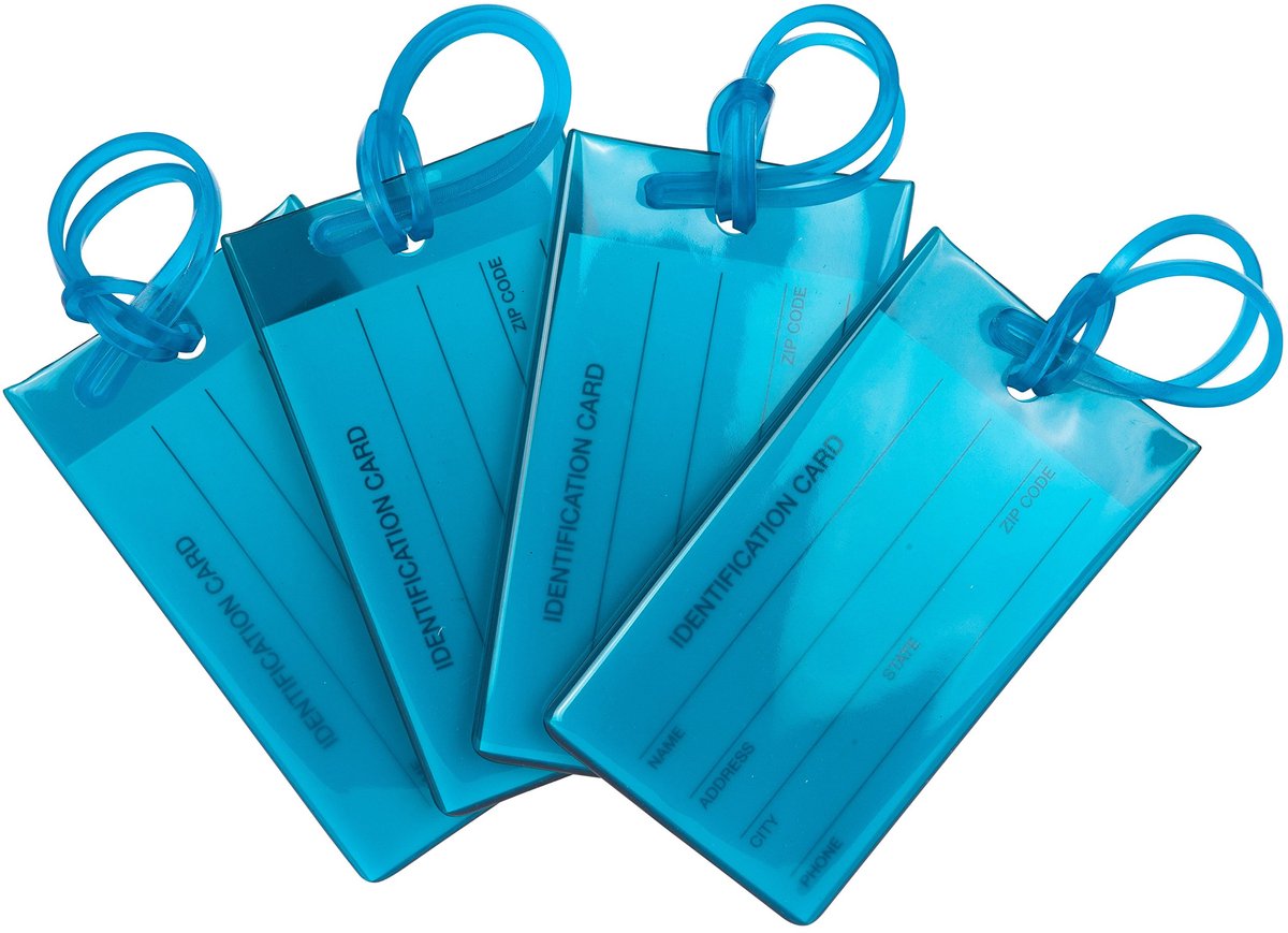 Ibenzoa® 4 Flexibele Bagagelabels, Blauw, PVC-materiaal, Compacte Ontwerp