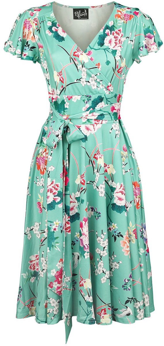 Hell Bunny Midori Dames Mini-jurk - munt - 4XL