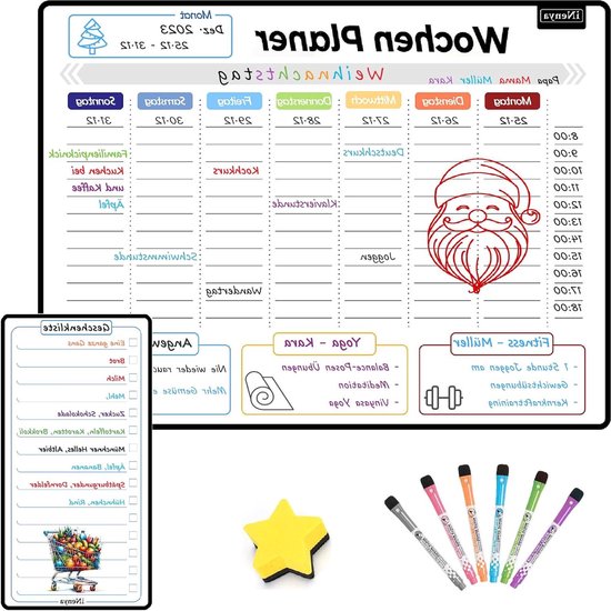 MCCORL Magnetische weekkalender voor koelkast, magnetische