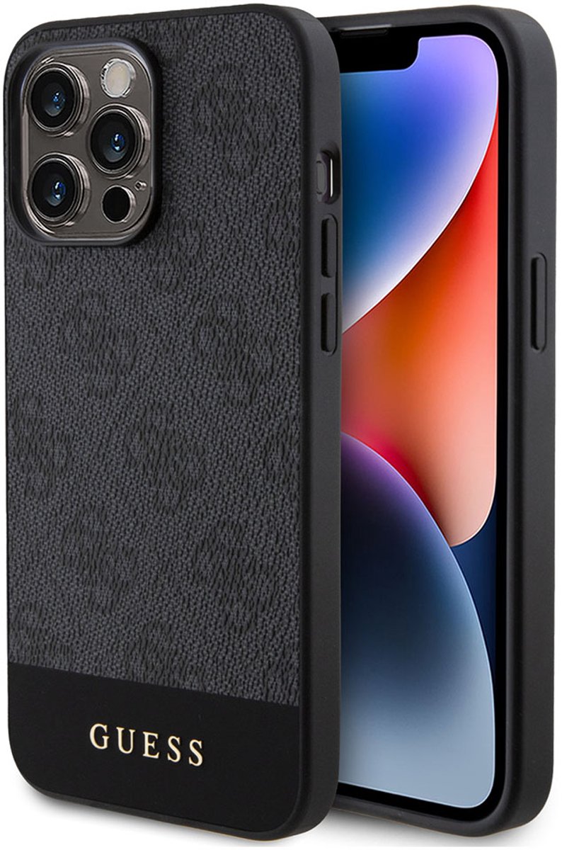 Guess 4G Stripe Back Cover - Geschikt voor Apple iPhone 15 Pro Max (6.7") - Grijs