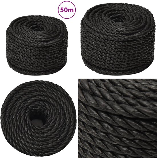 Cuerda de barco polipropileno negra 8 mm 50 m