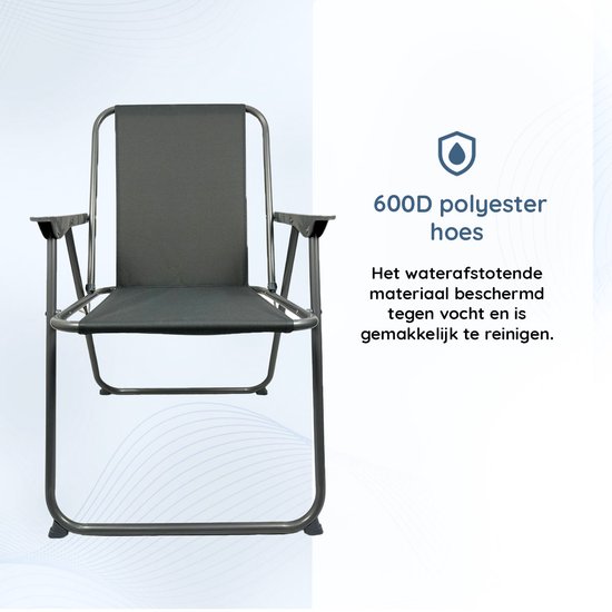 EASTWALL Opvouwbare Kampeerstoel - 2 stuks - Multifunctionele Vouwstoel - Campingstoel - Tuinstoel Inklapbaar - Klapstoel -Strandstoel - Visstoel - Grijs van Merkloos — afbeelding 3