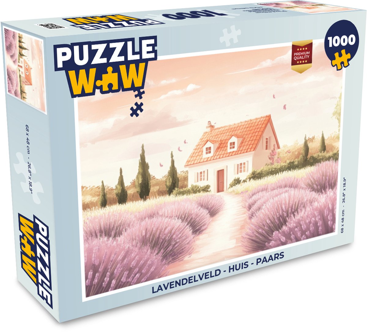 Puzzel Lavendelveld - Huis - Paars - Legpuzzel - Puzzel 1000 stukjes volwassenen