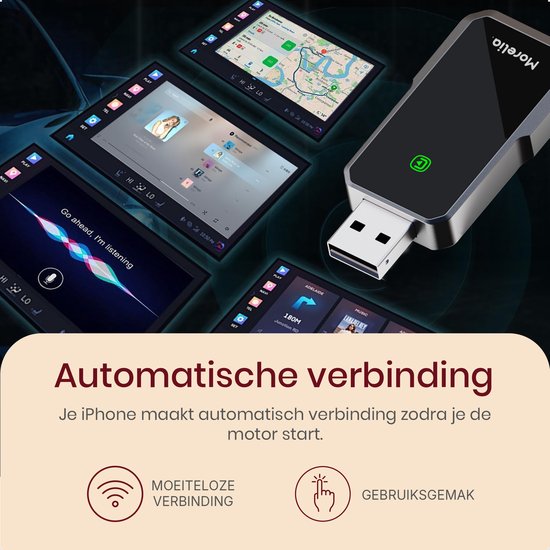 Morelia® Premium 2-in-1 Car Dongle - Draadloos APPLE Carplay en ANDROID Auto in 1 - Zwart van Morelia — afbeelding 5
