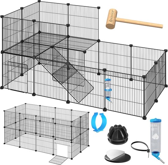 FLOKOO - Konijnenren - Dierenren - Opvouwbaar - Cavia/Hamster/Konijn - 120x60x38 cm FLOKOO - Konijnenren - Dierenren - Opvouwbaar - Cavia/Hamster/Konijn - 120x60x38 cm