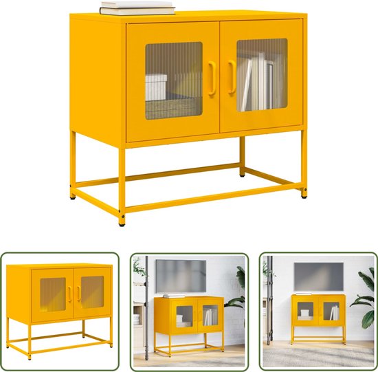 vidaXL Tv-meubel 100,5x39x60,5 cm koudgewalst staal zwart, tv