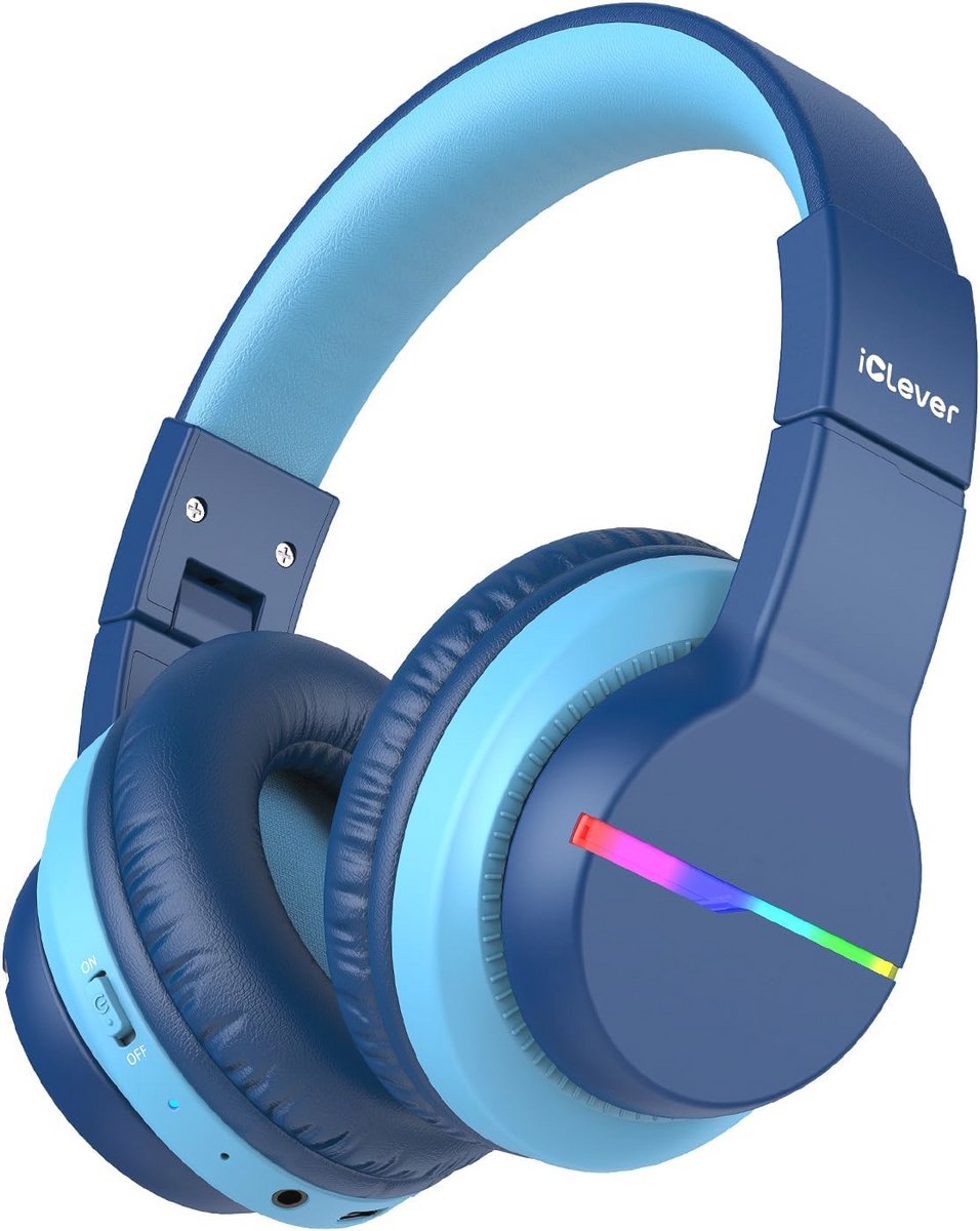 Kleurige Bluetooth Kinderkoptelefoon met LED Lichten - Draadloze Over Ear Koptelefoon met Volume Beveiliging en 85H Speeltijd
