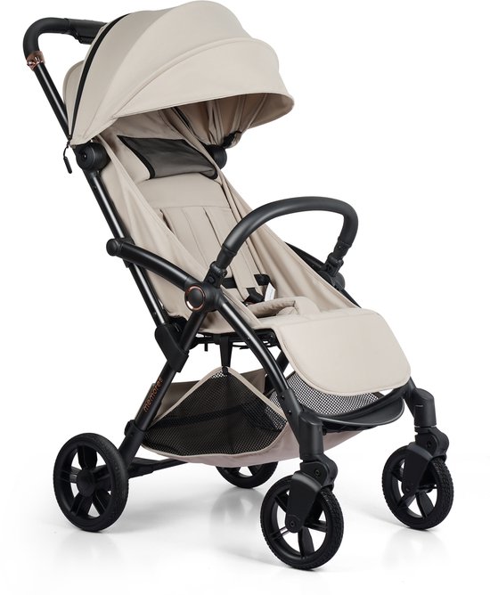 M2 Memores Plooibuggy Beige - Buggy Inklapbaar Inclusief Regenhoes, Bekerhouder en Tassenhaken - Peuter -Extra licht & Compact voor Vliegtuig, Auto & OV - Extra Veilig en Wendbaar door Grote Massieve Wielen - Tot 4 jaar - Kinderwagens - Wandelwagen — afbeelding 5