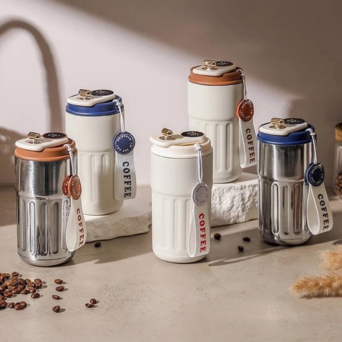 smart coffee mee neem beker - Thermosbeker Koffie to 450 ml - 4H warm & lekvrij - Koffiemok voor onderweg - Coffee to go beker - Theemok om mee te nemen - geïsoleerde mok - Koffiemok thermosbeker - Koffiemok thermobeker RVS 1 stuk(s) — cadeau in Koken & Dineren - foto 4