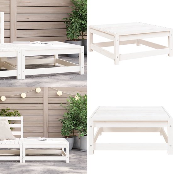 Repose-pieds de jardin vidaXL 70 x 70 x 30 cm en pin massif blanc