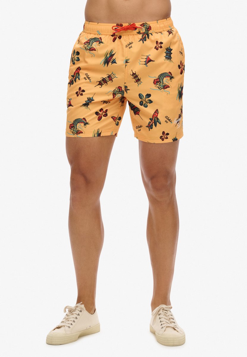 Superdry Gerecyclede Hawaïaanse zwemshort 43 cm Heren Zwembroeken Geel