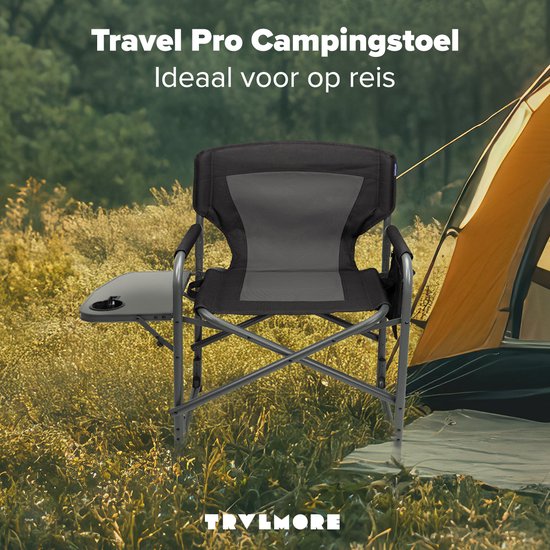 TRVLMORE Campingstoel - Opvouwbaar - 120KG Draagvermogen - Lichtgewicht - Klapstoel - Visstoel - Kampeerstoel - Vouwstoel - Zwart — afbeelding 2