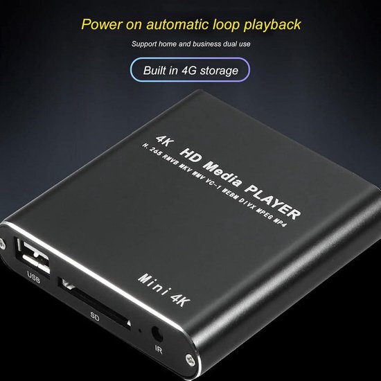 GPU4 - Android Mediaspeler - 4GB RAM 64GB Opslag- 4K Ultra HD Android 100 24 50g Wifi
