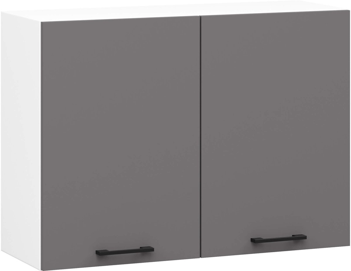 Akord Keukenkast modulaire OLIWIA W80 H580 met 2 Deuren / Hangkast / Bovenkast / AKORD Furniture Factory / Wit - Grafietgrijs / 80 x 58 x 30 cm